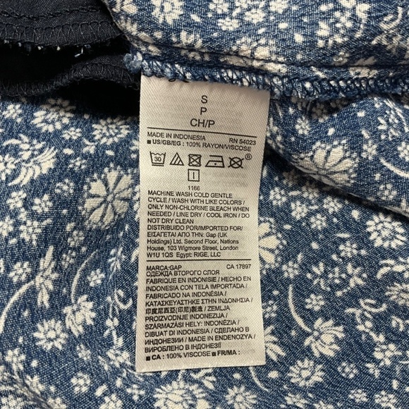 GAP 100% Rayon Crepe Floral Mini Dress Tie Neckline Tie Elasticized Waist Sz S - Picture 8 of 9